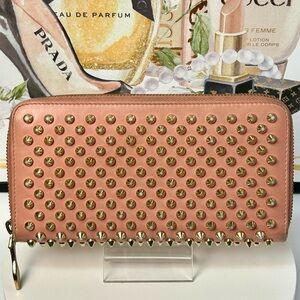 Christian Louboutin Panettone Studded Leather Zip Around Wallet ✨🤩